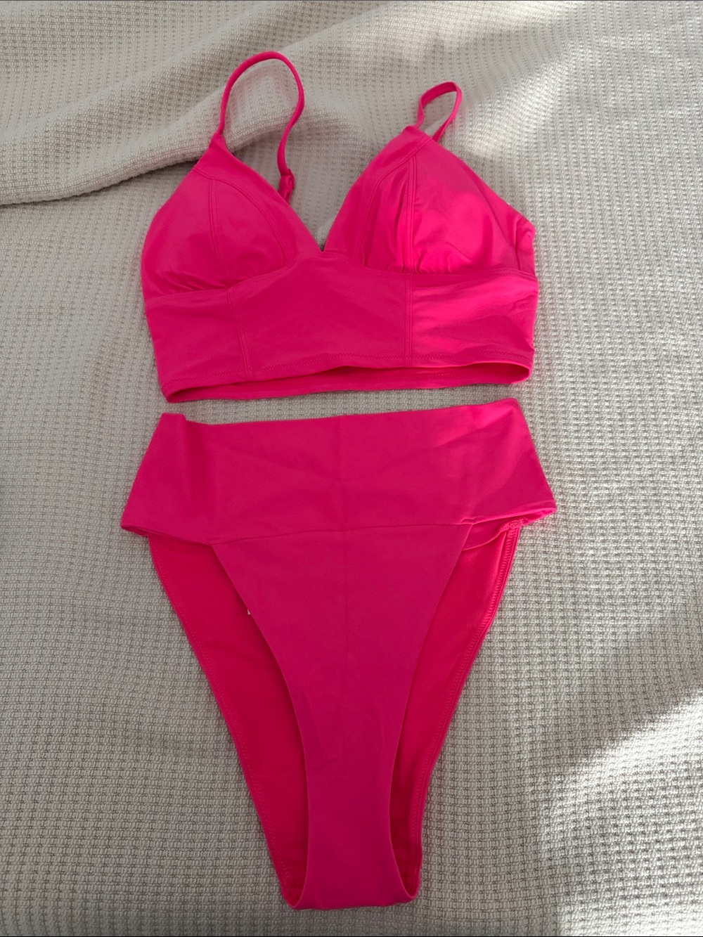 aerie Hot Pink High-Waist Bikini Set